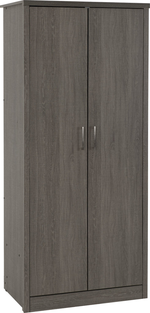 Lisbon 2 door wardrobe available in Black Wood Grain Effect Veneer