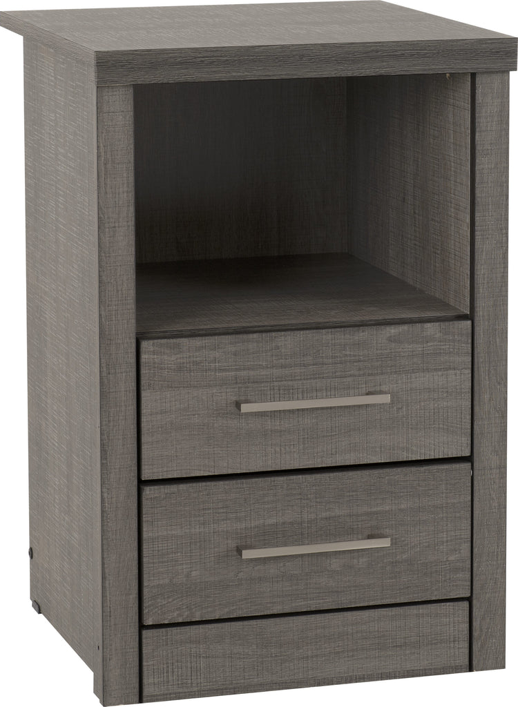 Lisbon 2 Drawer bedside cabinet in Black Wood Grain effect Veneer