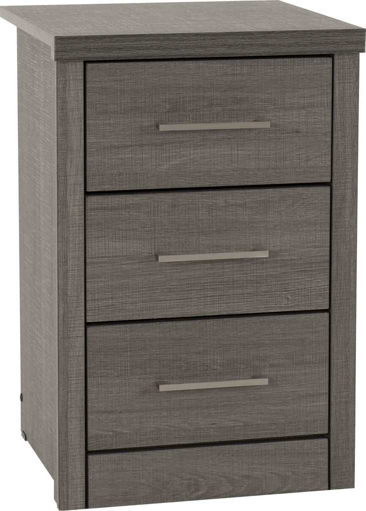 Lisbon 3 Drawer bedside cabinet in Black Wood Grain effect Veneer