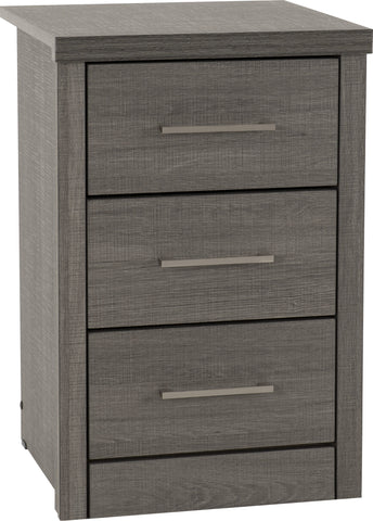 Lisbon 3 Drawer bedside cabinet in Black Wood Grain effect Veneer