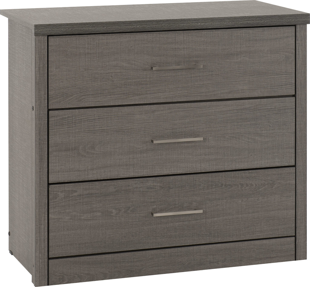 3 Drawer chest available in Black Wood Grain effect Veneer