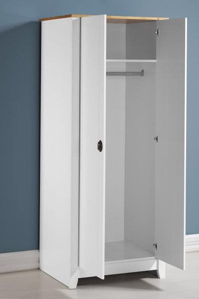 Ludlow 2 Door Wardrobe in White/Oak Lacquer or Grey/Oak Lacquer