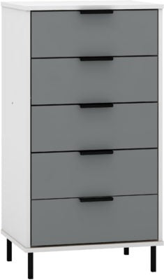 Madrid 5 Drawer Chest  in Grey/White Gloss