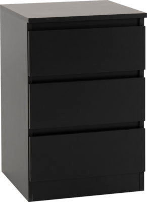 Malvern 3 Drawer bedside chest in Black