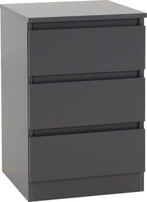 Malvern 3 Drawer bedside chest in Grey