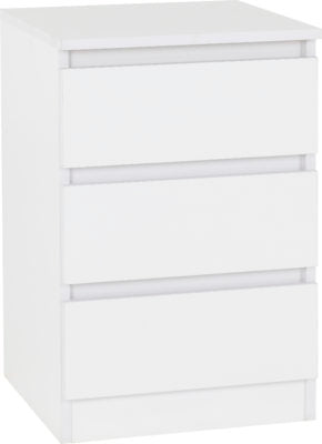 Malvern 3 Drawer bedside chest in White