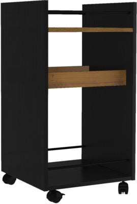 Naples Serving Cart/Side Table in Black/Pine Effect