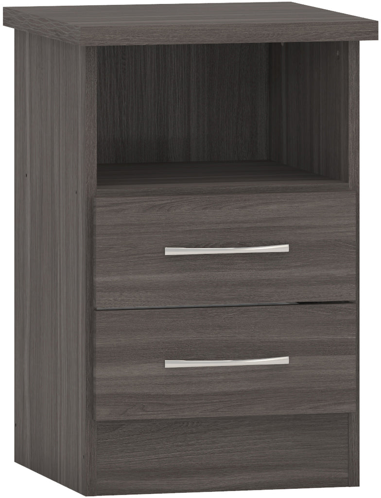 Nevada 2 Drawer Bedside Chest in Black Wood Grain