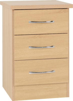 Nevada 3 Drawer Bedside Chest in Sonoma Oak Effect