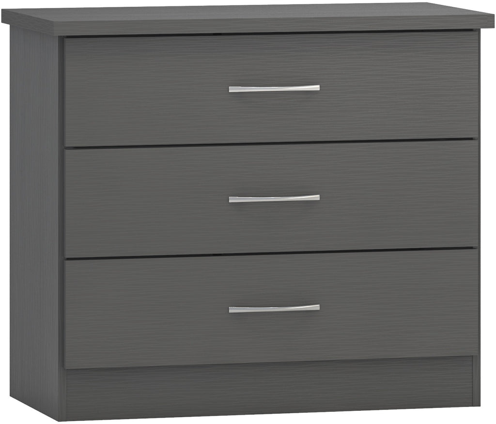 Nevada 3 Drawer Chest in 3D Grey Effect