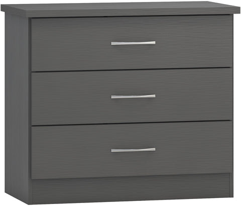 Nevada 3 Drawer Chest  in 3D Grey Effect