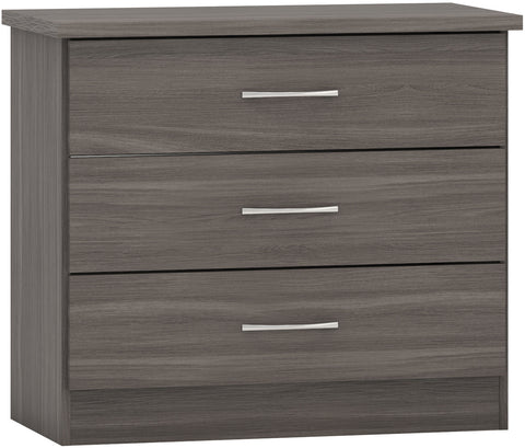 Nevada 3 Drawer Chest  in Black Wood Grain