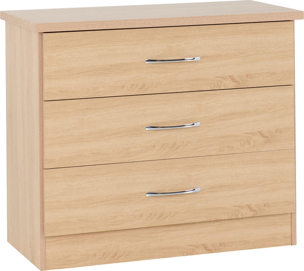 Nevada 3 Drawer Chest in Sonoma Oak Effect Veneer