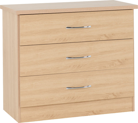 Nevada 3 Drawer Chest  in Sonoma Oak Effect Veneer