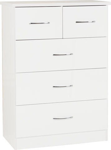 Nevada 3+2 Drawer Chest in White Gloss