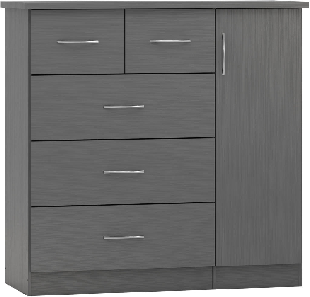 Nevada 5 Drawer Low Wardrobe in 3D Grey Effect