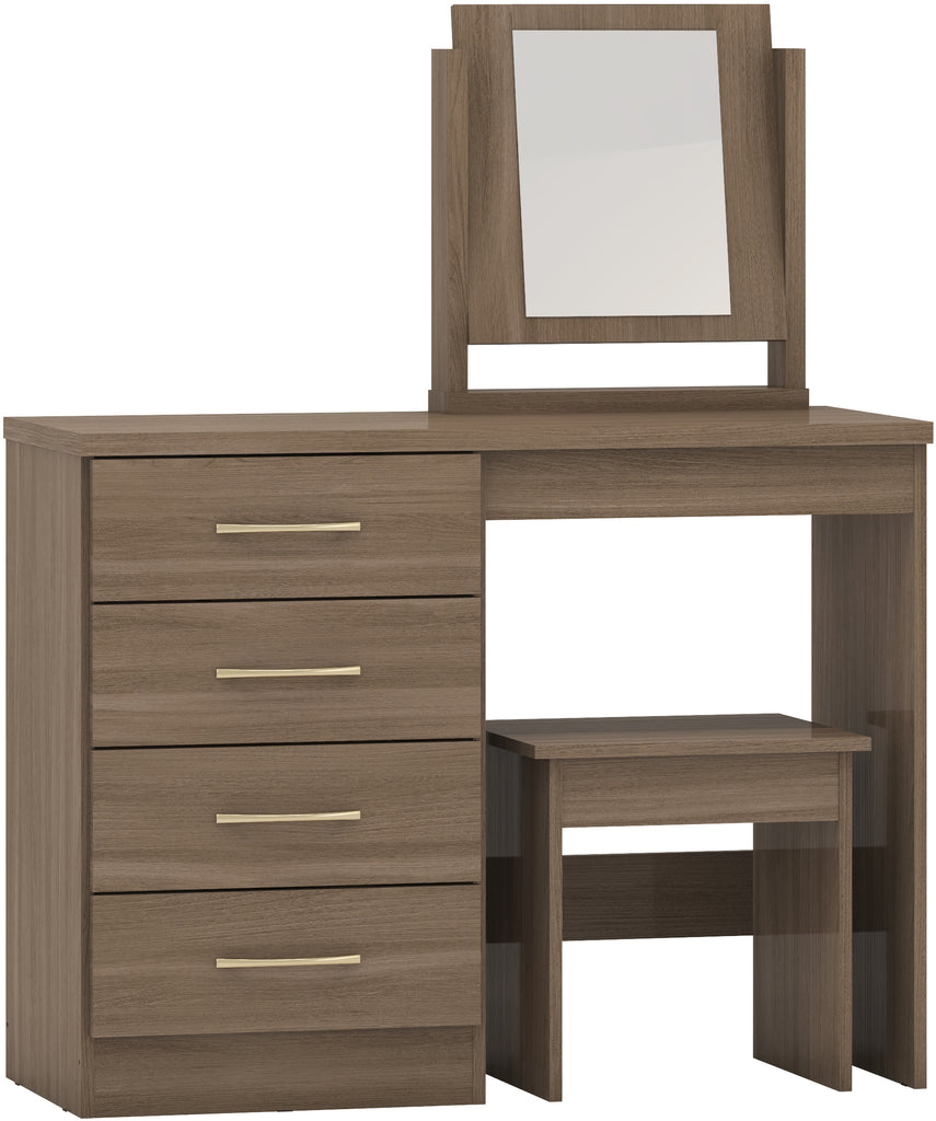 Nevada 4 Drawer Dressing Table Set in Rustic Oak Effect