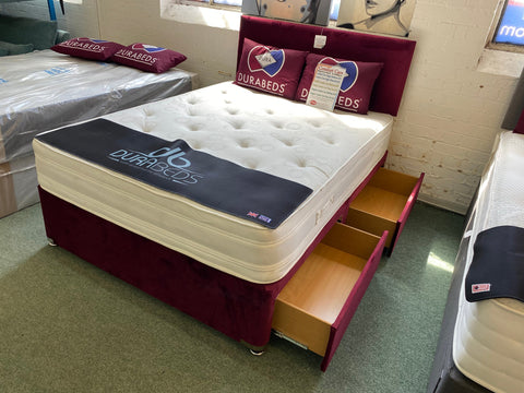 Small Double/4 Foot Divan base Only with 2 Drawers Same Side