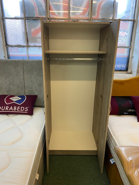 UK Furniture 2 Door Wardrobe in Rustic Oak Effect Veneer