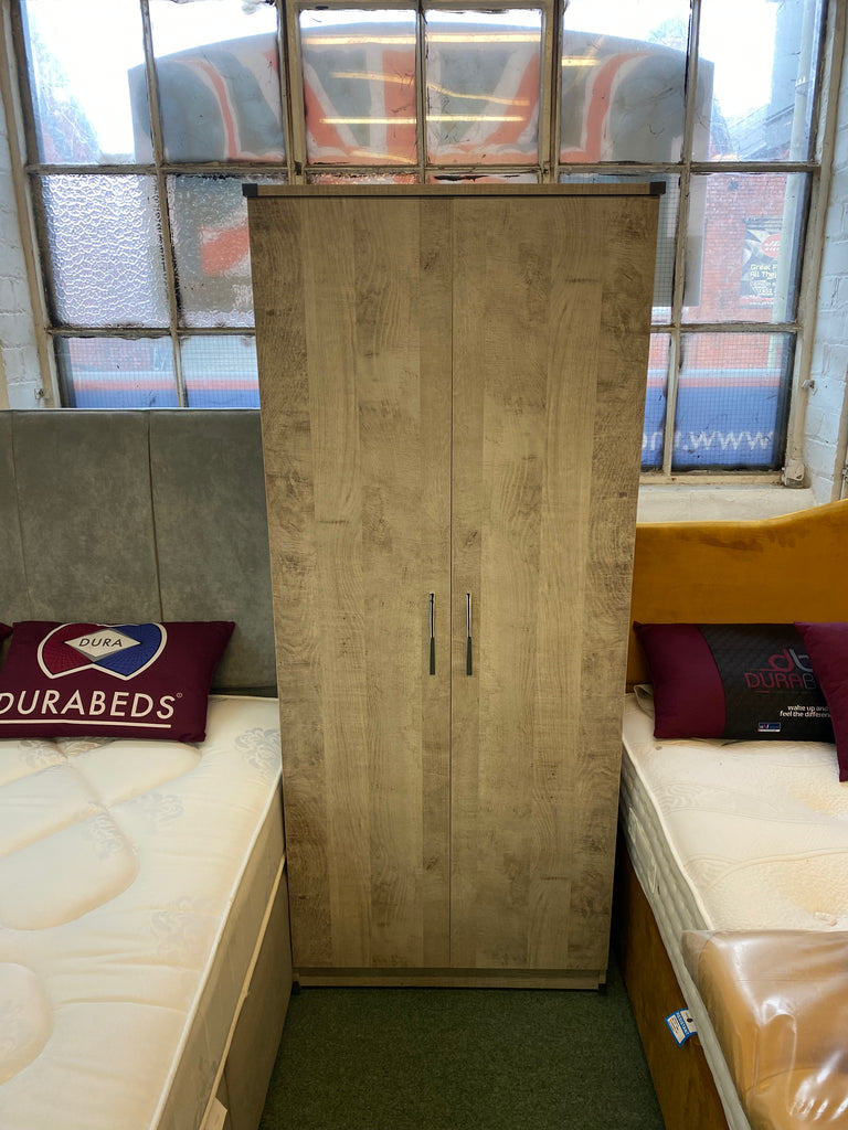 UK Furniture 2 Door Wardrobe in Rustic Oak Effect Veneer