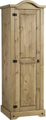 Corona 1 Door Wardrobe in Distressed Waxed Pine