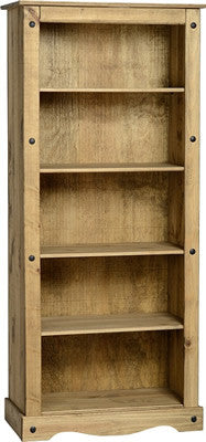 Corona Tall Bookcase in Distressed Waxed Pine