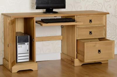 Corona Computer Desk in Distressed Waxed Pine