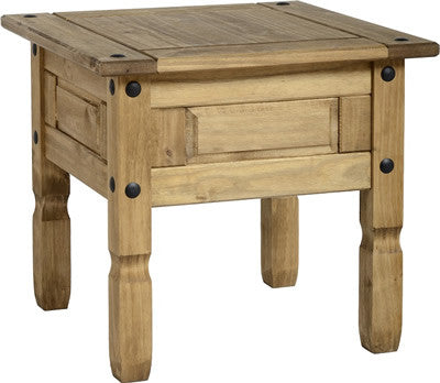 Corona Lamp Table in Distressed Waxed Pine