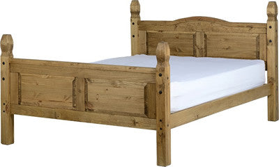 Corona 5' Wooden Bed High Foot End in Distressed Waxed Pine.