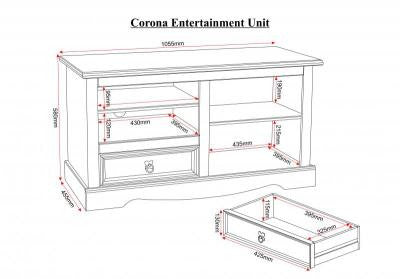 Corona Entertainment Unit in Distressed Waxed Pine/Glass