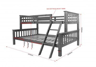 Neptune Triple Sleeper Wooden  Bunk Bed in White.