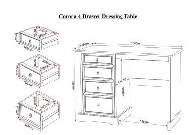 Corona 4 Drawer Dressing Table jn Distressed Waxed Pine.