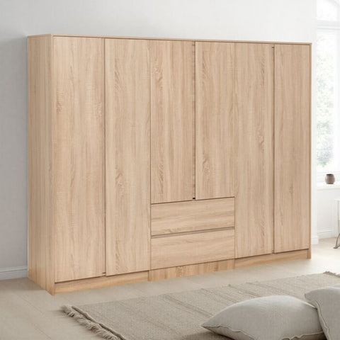 Malvern 6 door 2 drawer wardrobe in sonoma oak effect