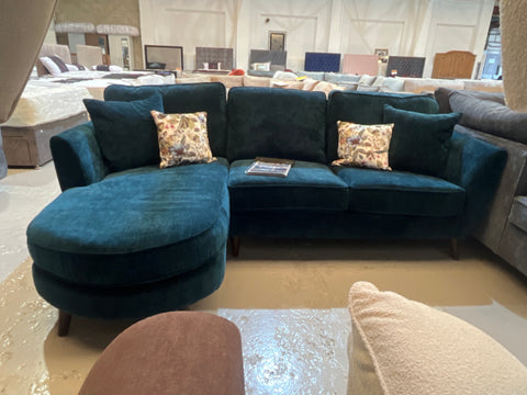 Antigua sofa with a chaise in  Maeve Teal