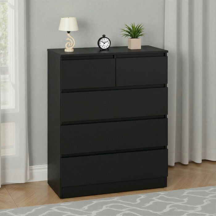Malvern 3+2 Drawer chest in Black