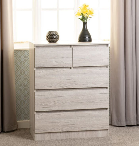 Malvern 3+2 Drawer chest in Urban Snow