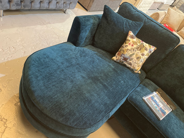 Antigua sofa with a chaise in  Maeve Teal