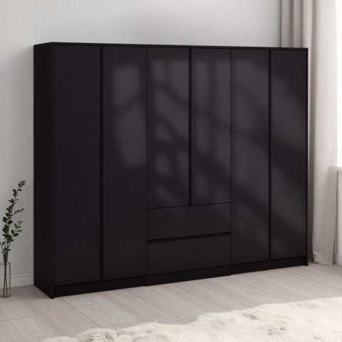 Malvern 6 door 2 drawer wardrobe in Black