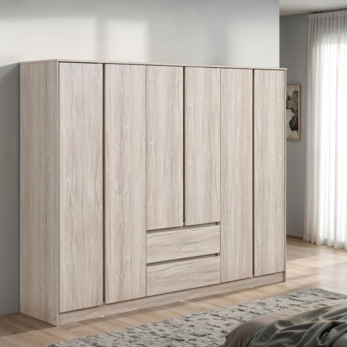 Malvern 6 door 2 drawer wardrobe in Urban Snow