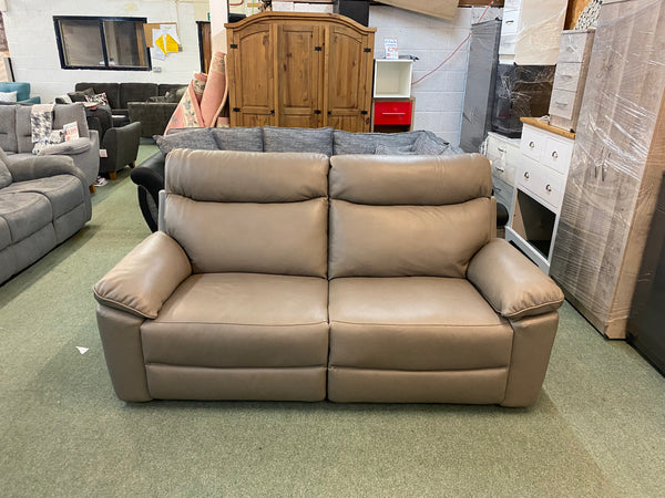 2 Seater reclining  leather sofa in grey.