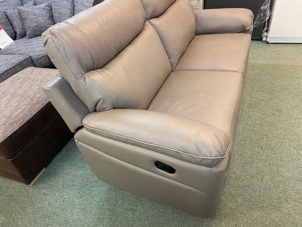 3 Seater reclining leather sofa and matching 2 Seater reclining  leather sofa in grey.