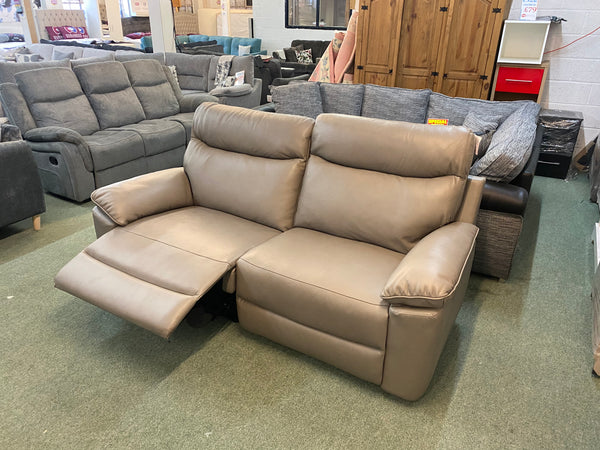 2 Seater reclining  leather sofa in grey.