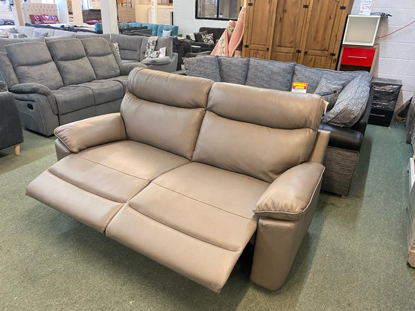 2 Seater reclining  leather sofa in grey.