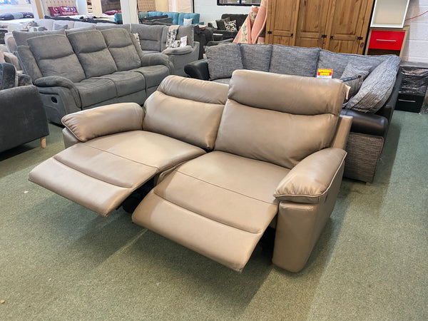 2 Seater reclining  leather sofa in grey.