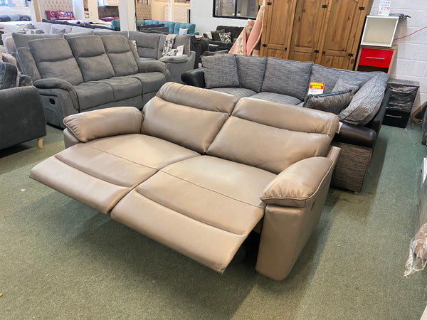3 Seater reclining leather sofa and matching 2 Seater reclining  leather sofa in grey.