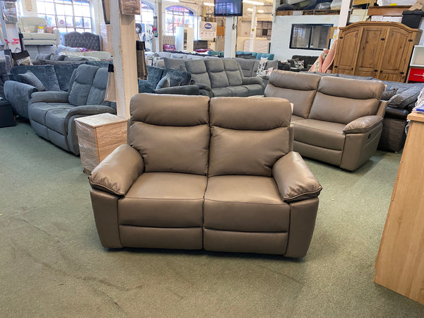 2 Seater reclining  leather sofa in grey.