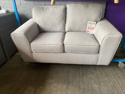 Small 2 seater grey fabric sofa