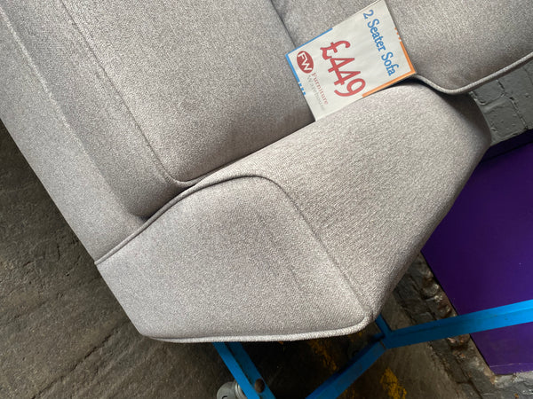 Small 2 seater grey fabric sofa