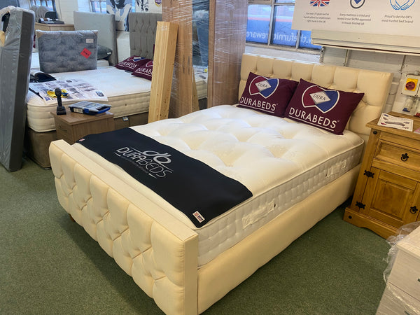 Beautiful double bed frame (available in about 40 colours and fabrics)
Prices start at £449.00 for the double bed frame and mattress when purchased together 😊
Fantastic value!!!