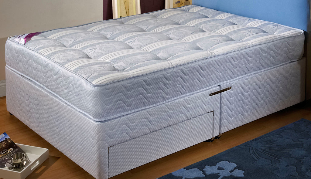 Ashleigh 4 foot/small double Divan Base With 2 Drawers Foot End and a 10 Inch Deep Firm Orthopedic Mattress